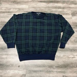 POLO GOLF Vintage Size Large Blackwatch Plaid Mens‎ Pullover Sweatshirt RL.